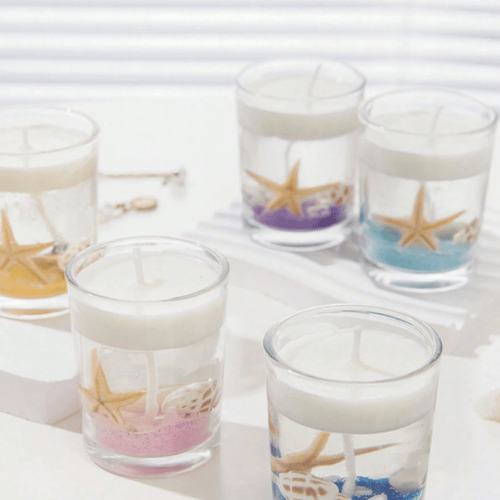 Ocean Life Scented Jelly Wax Candle - Clear Glass Container & Smokeless Wick