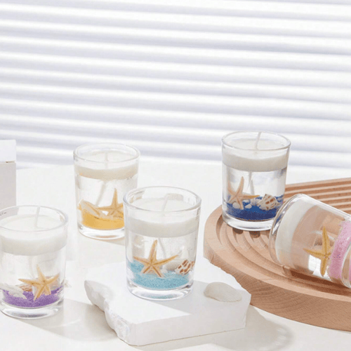 Ocean Life Scented Jelly Wax Candle - Clear Glass Container & Smokeless Wick