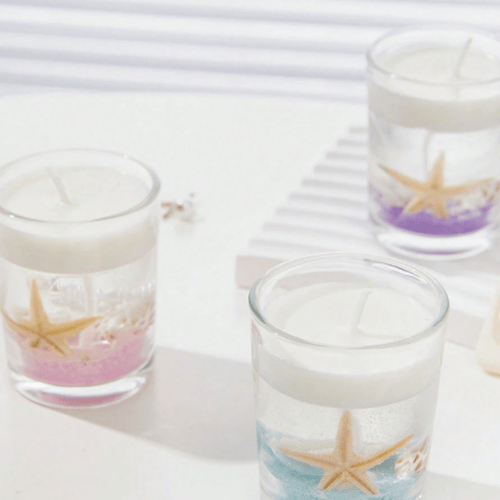 Ocean Life Scented Jelly Wax Candle - Clear Glass Container & Smokeless Wick