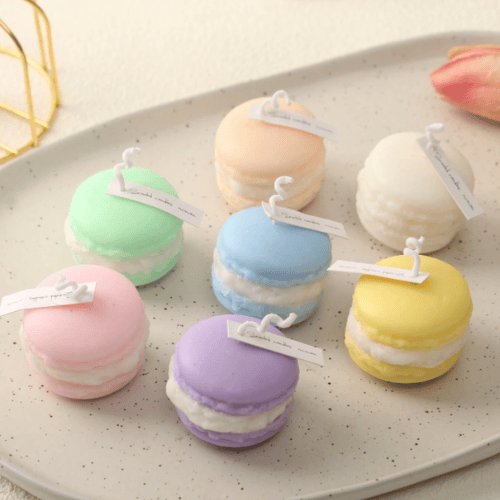Multicolor Macaron Pastel Pastel Scented Molded Pillar Candle - Free-Standing Tabletop Decor