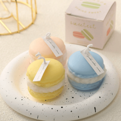 Multicolor Macaron Pastel Pastel Scented Molded Pillar Candle - Free-Standing Tabletop Decor