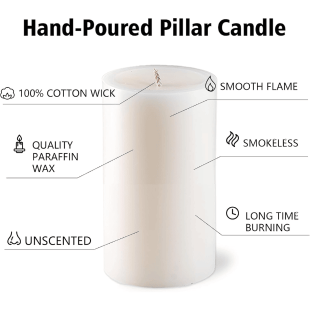 12-Pack Large Ivory Pillar Candles