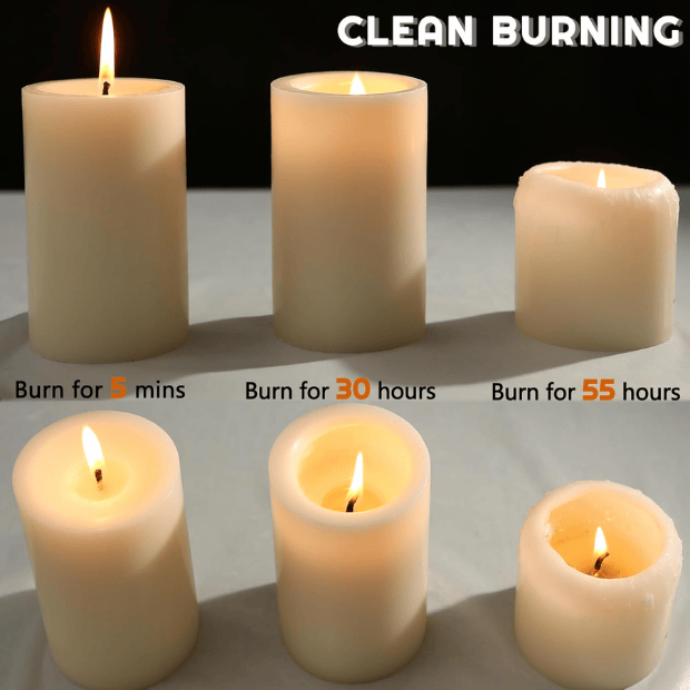 12-Pack Large Ivory Pillar Candles
