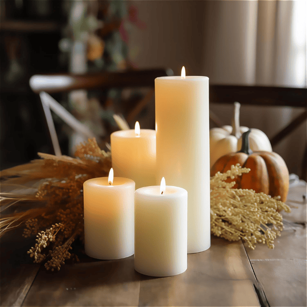 12-Pack Large Ivory Pillar Candles