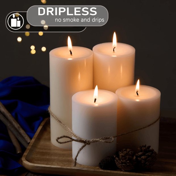 12-Pack Large Ivory Pillar Candles