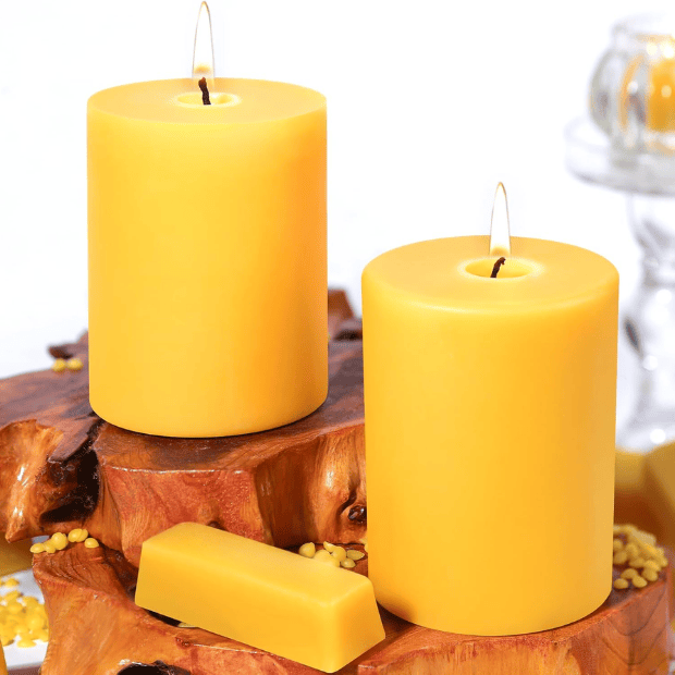 2-Pack Pure Beeswax Pillar Candles