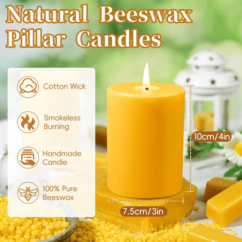 2-Pack Pure Beeswax Pillar Candles