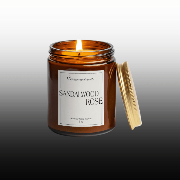 Premium Santal Rose Soy Candle in Amber Jar