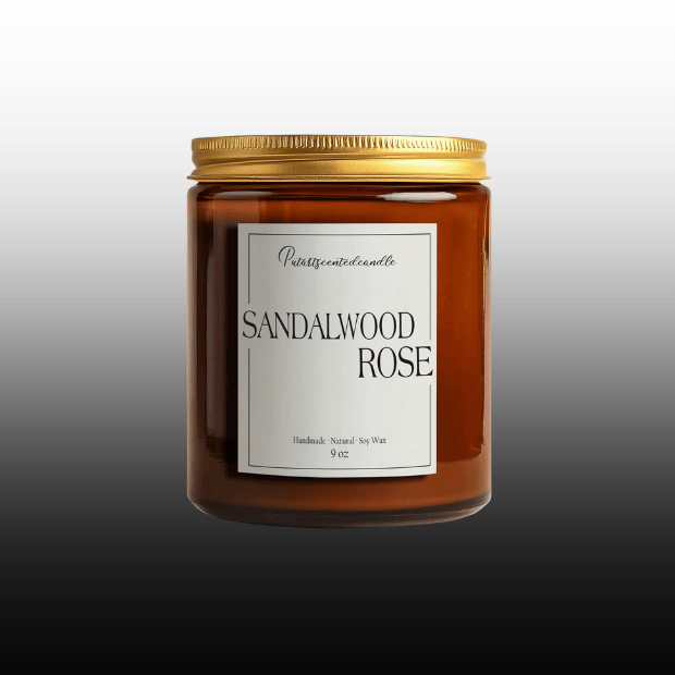 Premium Santal Rose Soy Candle in Amber Jar