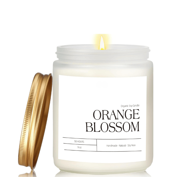 Premium Orange Blossom Soy Candle in Frosted White Glass