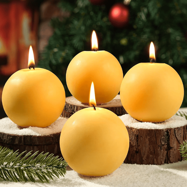 4-Pack Natural Beeswax Ball Candles