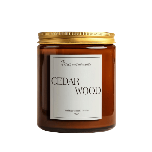 Premium Cedarwood & Saffron Soy Candle in Amber Jar