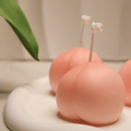Realistic Peach Fruit Shaped Scented Candle - Free-Standing Soy-Beeswax Pillar