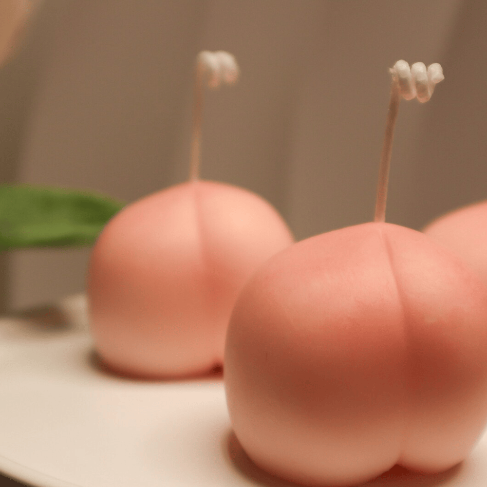 Realistic Peach Fruit Shaped Scented Candle - Free-Standing Soy-Beeswax Pillar