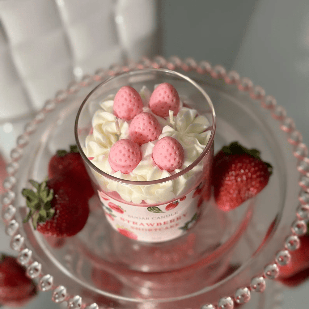 Strawberry & Vanilla Bakery Scented Soy Wax Candle - Glass Jar with Lead-Free Cotton Wick (4oz / 10oz)
