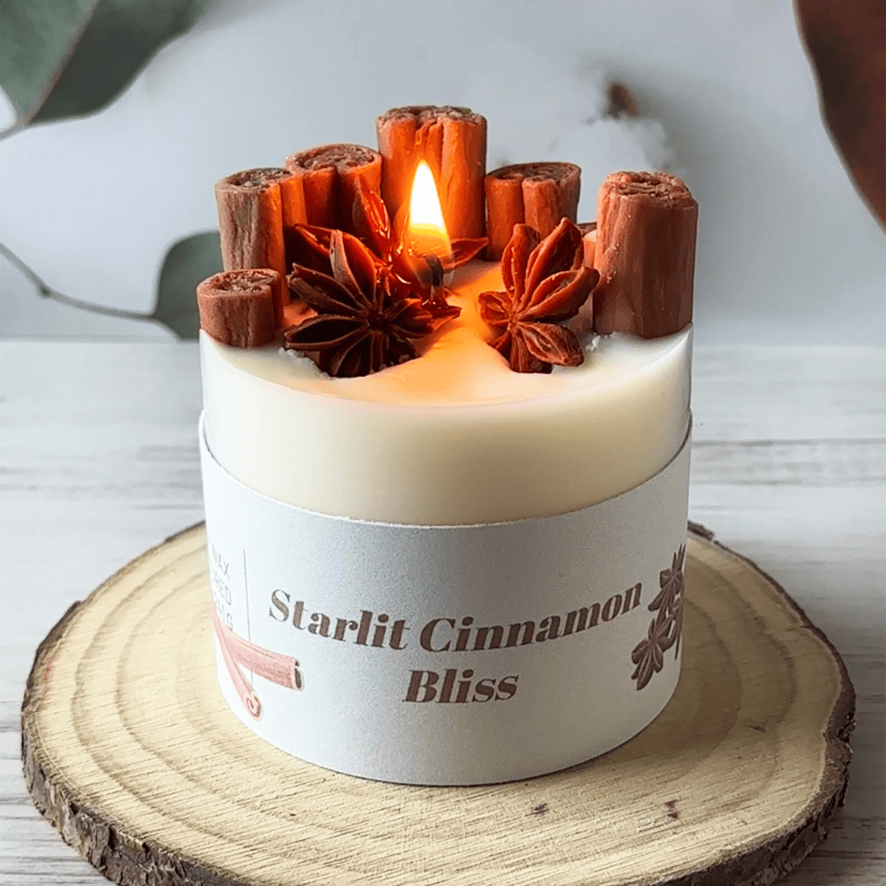 Cinnamon Spice Scented Soy-Beeswax Jar Candle - Lead-Free Cotton Wick & Real Star Anise