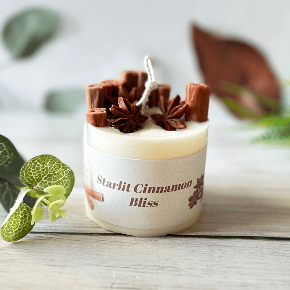 Cinnamon Spice Scented Soy-Beeswax Jar Candle - Lead-Free Cotton Wick & Real Star Anise