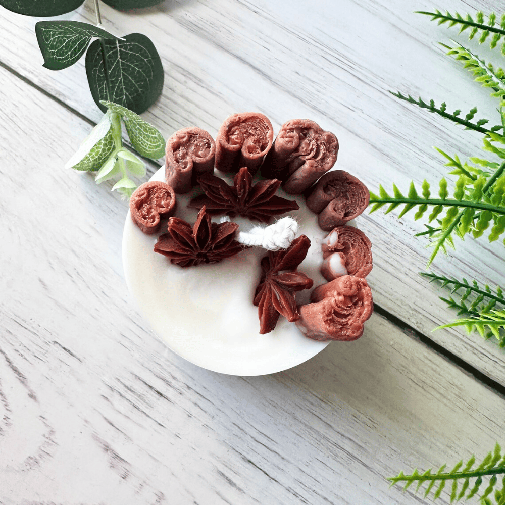 Cinnamon Spice Scented Soy-Beeswax Jar Candle - Lead-Free Cotton Wick & Real Star Anise
