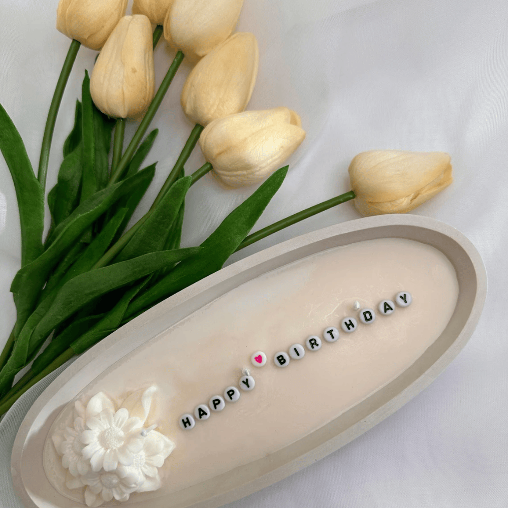 Customizable Hidden Text Concrete Boat Candle - Multi-Wick Soy Wax Tabletop Candle