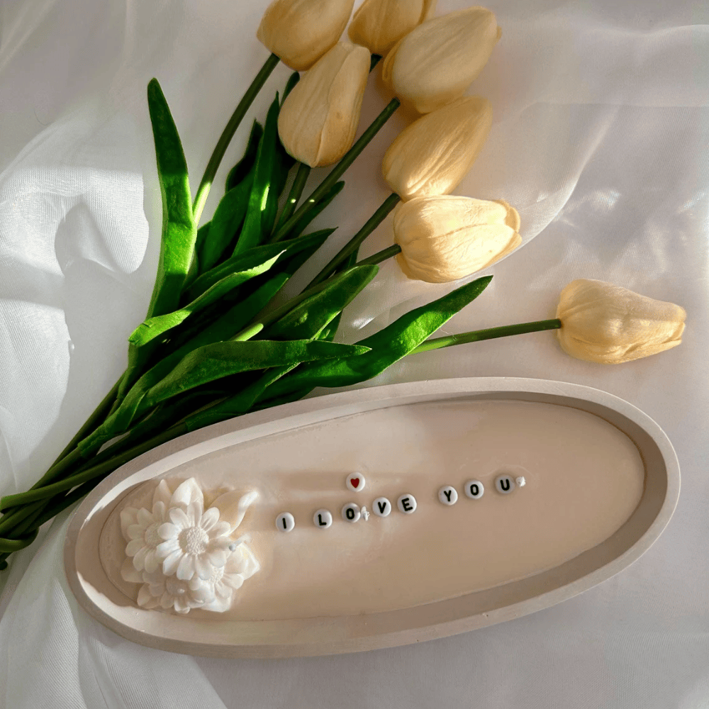Customizable Hidden Text Concrete Boat Candle - Multi-Wick Soy Wax Tabletop Candle