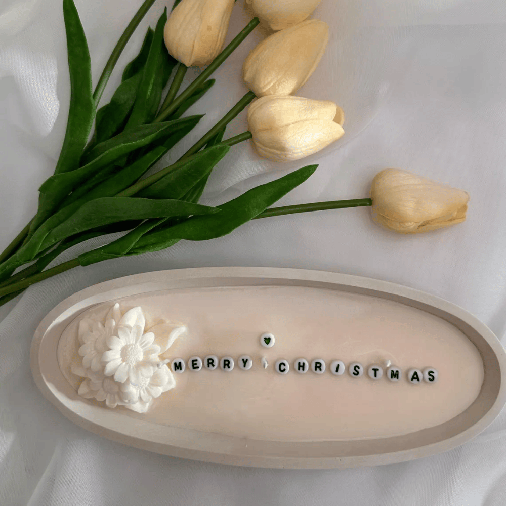 Customizable Hidden Text Concrete Boat Candle - Multi-Wick Soy Wax Tabletop Candle