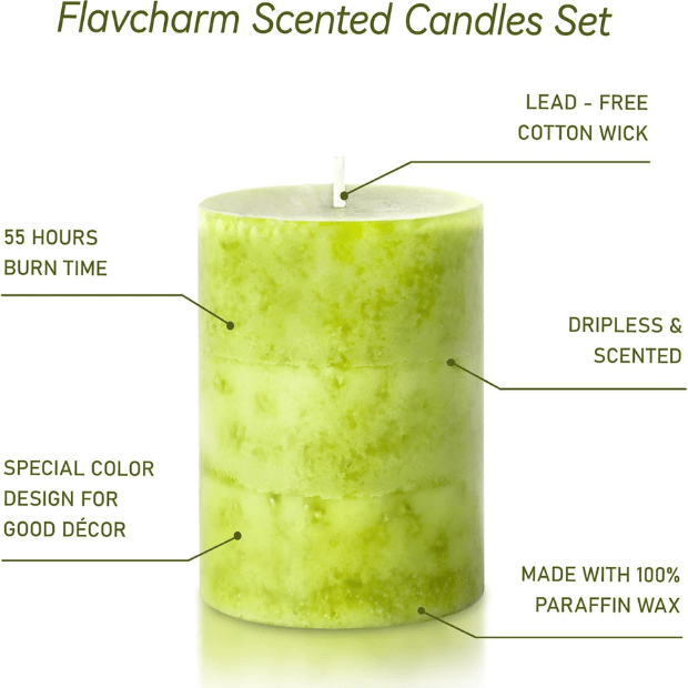 Hand-Poured White Sage Pillar Candles – Dripless Aromatherapy Set for Home Cleansing & Relaxation