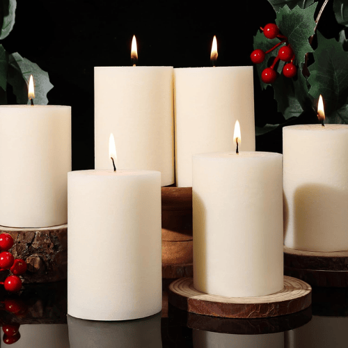 6-Pack Natural Soy Pillar Candles