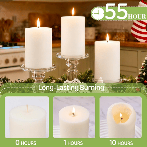 6-Pack Natural Soy Pillar Candles