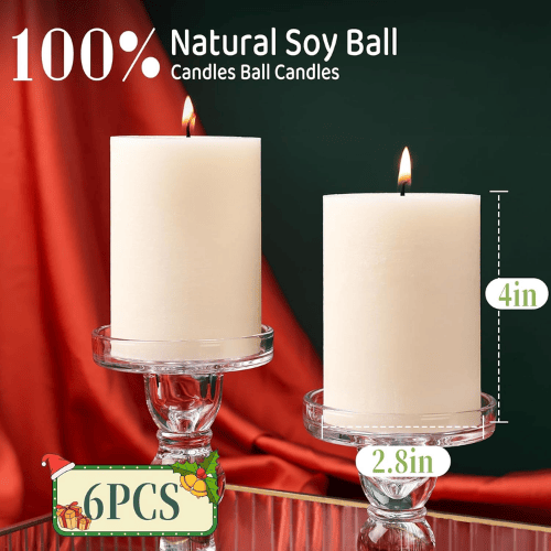 6-Pack Natural Soy Pillar Candles