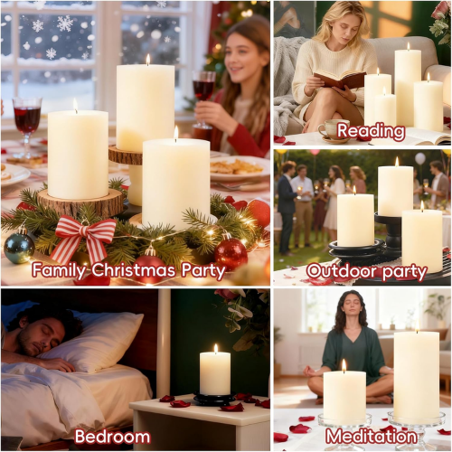 6-Pack Natural Soy Pillar Candles