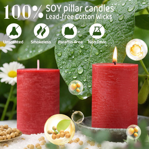6-Pack Natural Soy Pillar Candles