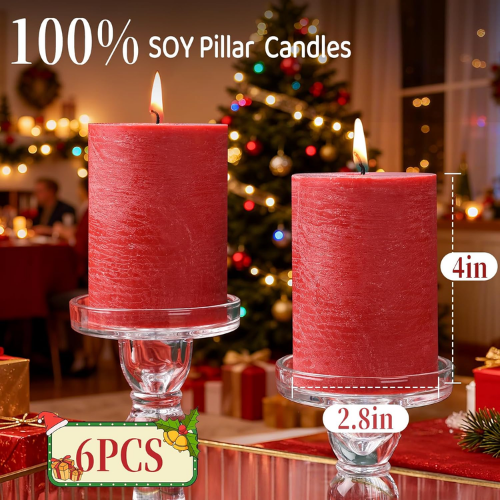 6-Pack Natural Soy Pillar Candles