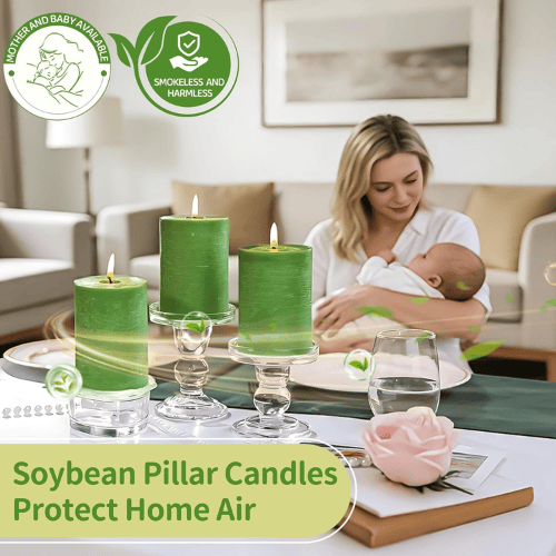 6-Pack Natural Soy Pillar Candles