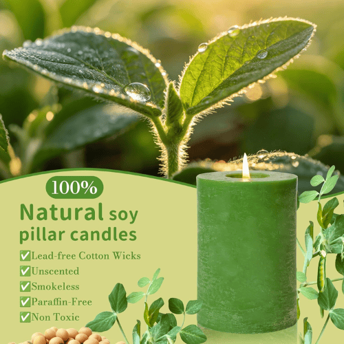 6-Pack Natural Soy Pillar Candles