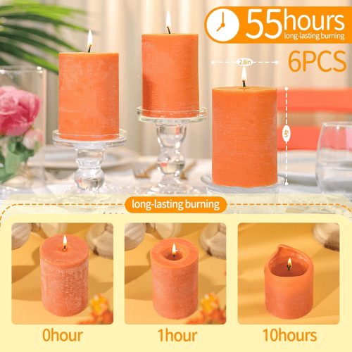 6-Pack Natural Soy Pillar Candles