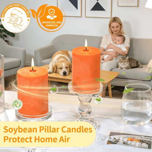 6-Pack Natural Soy Pillar Candles