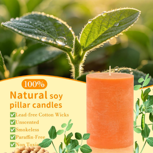 6-Pack Natural Soy Pillar Candles