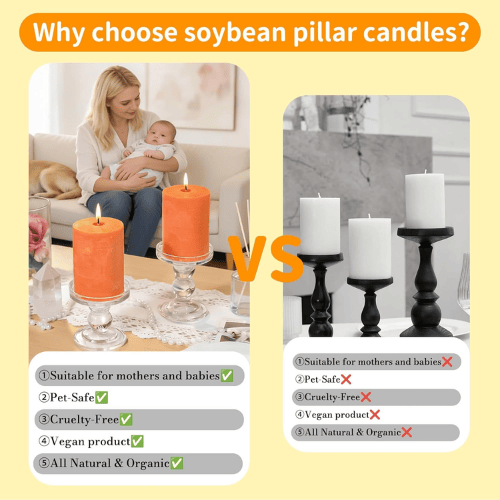 6-Pack Natural Soy Pillar Candles