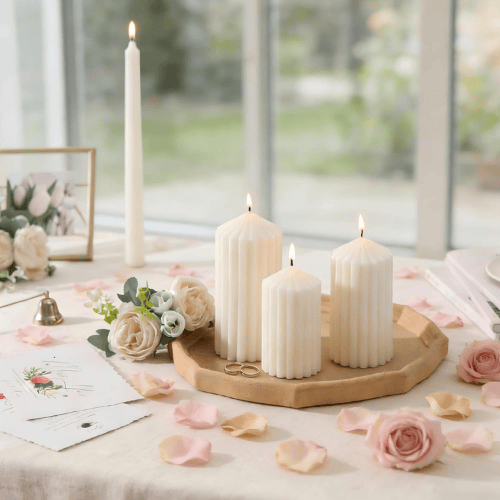 3-Pack Architectural Ribbed Pillar Set – Unscented Soy Wax