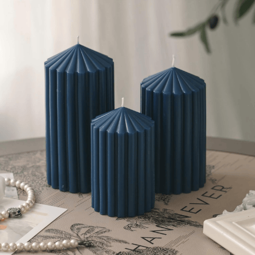 3-Pack Architectural Ribbed Pillar Set – Unscented Soy Wax