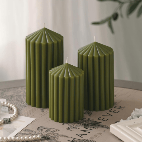 3-Pack Architectural Ribbed Pillar Set – Unscented Soy Wax