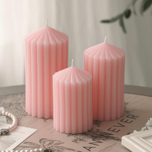 3-Pack Architectural Ribbed Pillar Set – Unscented Soy Wax