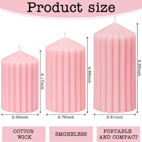 3-Pack Architectural Ribbed Pillar Set – Unscented Soy Wax