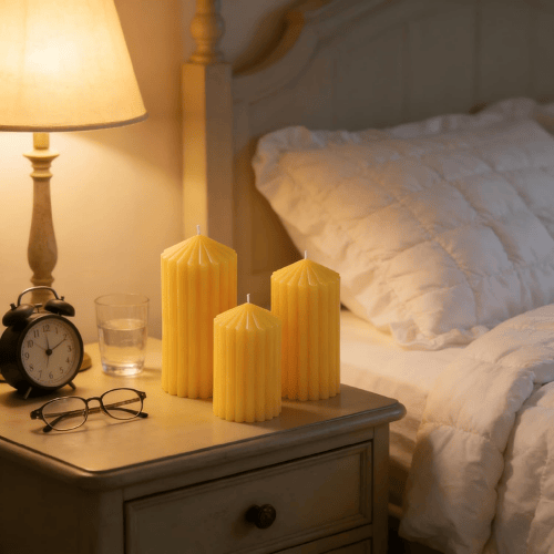 3-Pack Architectural Ribbed Pillar Set – Unscented Soy Wax