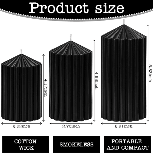 3-Pack Architectural Ribbed Pillar Set – Unscented Soy Wax