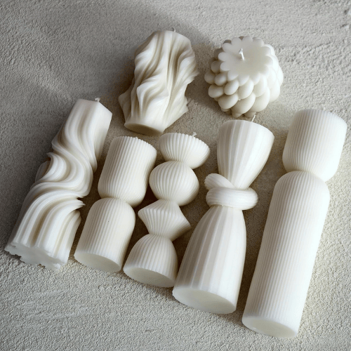 7-Piece Artisan Hand-Poured Pillar Set – Premium Ribbed Soy Wax