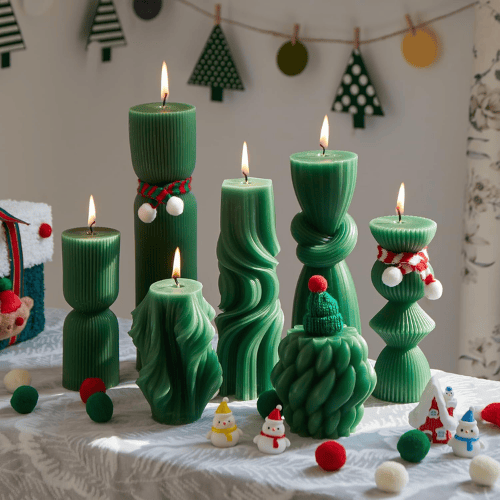 7-Piece Artisan Hand-Poured Pillar Set – Premium Ribbed Soy Wax