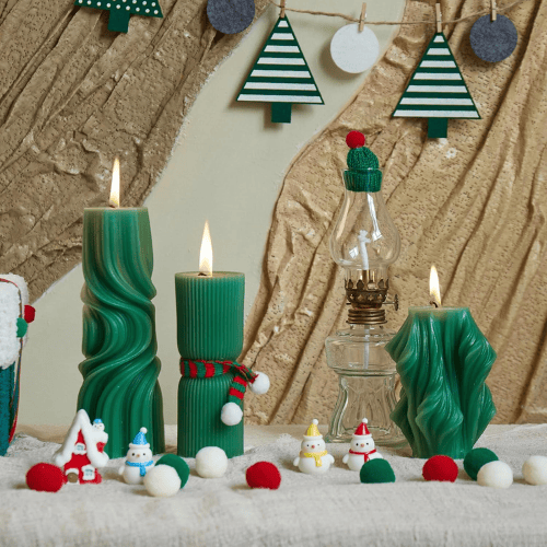 7-Piece Artisan Hand-Poured Pillar Set – Premium Ribbed Soy Wax