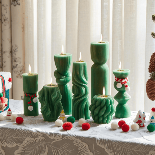 7-Piece Artisan Hand-Poured Pillar Set – Premium Ribbed Soy Wax