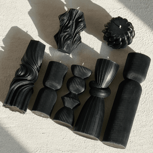 7-Piece Artisan Hand-Poured Pillar Set – Premium Ribbed Soy Wax